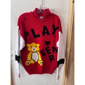 Vintage Extra Touch Red Teddy Bear Play‎ Bear Knit Sweater
